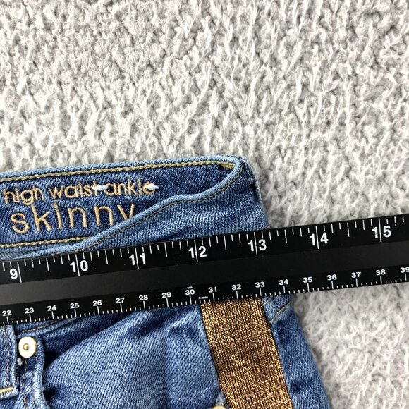 7FAM Womens Size 26 Luxe Vintage‎ High Waist Copper Stripe Skinny Ankle Jeans - Picture 12 of 16
